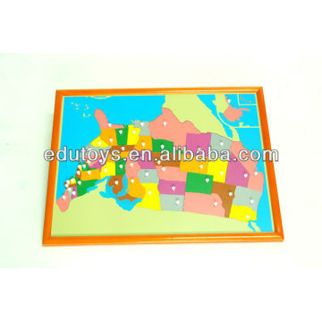 Montessori Toys - EUA Puzzle Mapa Com Beechwood FRAME